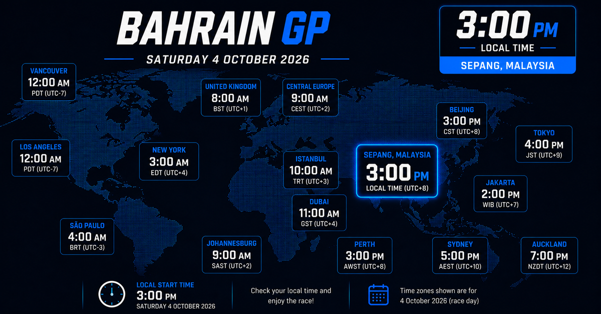 Bahrain Grand Prix Timings