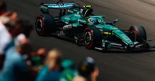 Fernando Alonso driving his Aston Martin F1 car