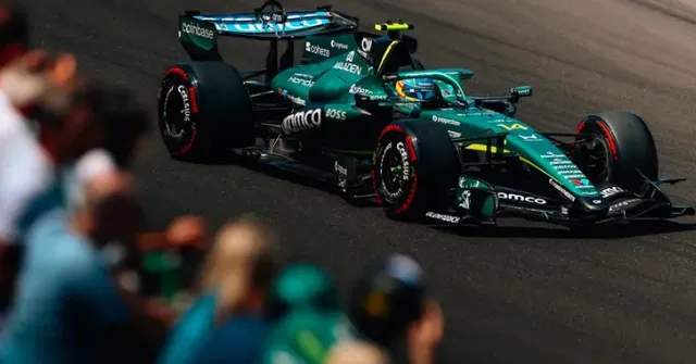 Fernando Alonso driving his Aston Martin F1 car