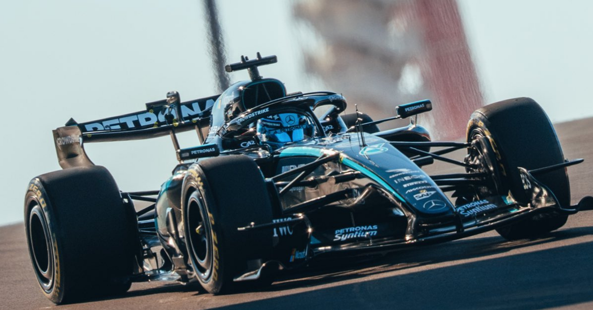 George Russell in the Mercedes