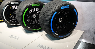 Intermediate and Full wet tyre at the F1 Exhibition in London