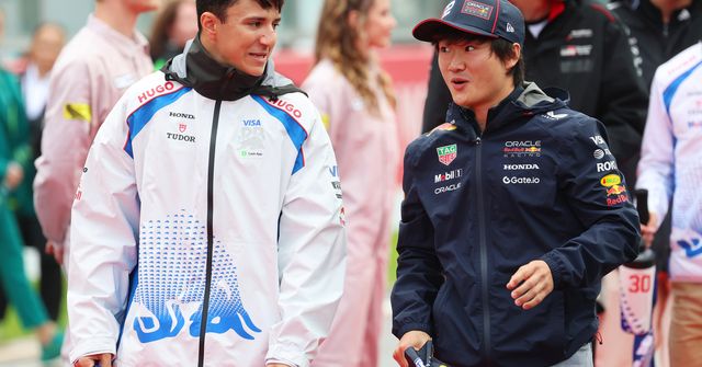 Isack Hadjar and Yuki Tsunoda talking