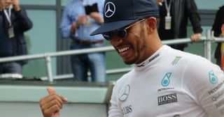 Lewis Hamilton at the 2016 British Grand Prix, one of his nine home race wins