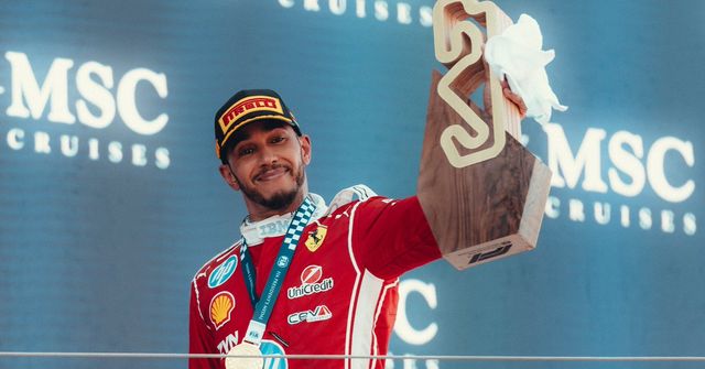 Lewis Hamilton on the podium in Barcelona