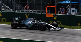 Lewis Hamilton racing for Mercedes at the 2019 Canadian Grand Prix