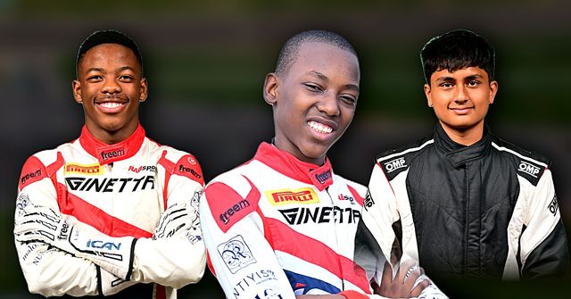 Luviwe Sambudla, Enzo Rujugiro and Shane Chandaria of the F4 Indian Championship grid