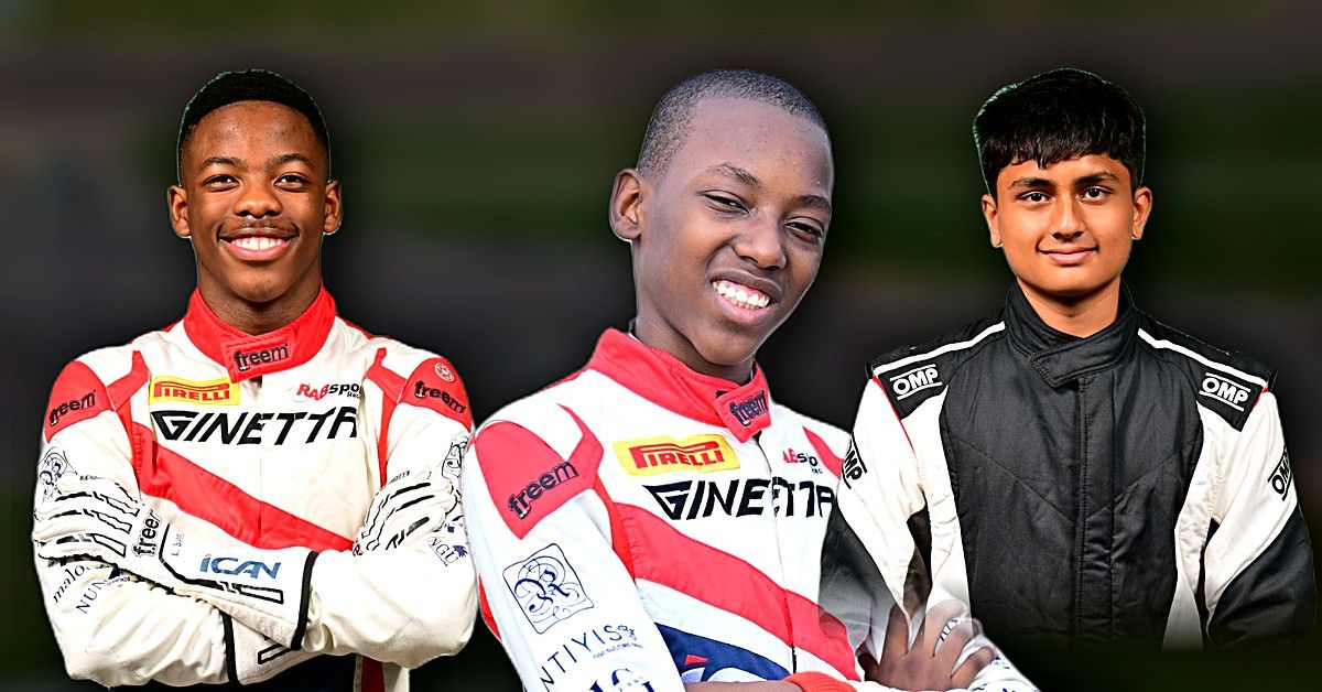 Luviwe Sambudla, Enzo Rujugiro and Shane Chandaria of the F4 Indian Championship grid