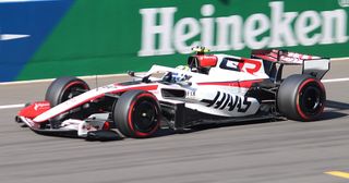 Oliver Bearman, one of three current F1 drivers born in May, racing for Haas at the 2026 Chinese Grand Prix